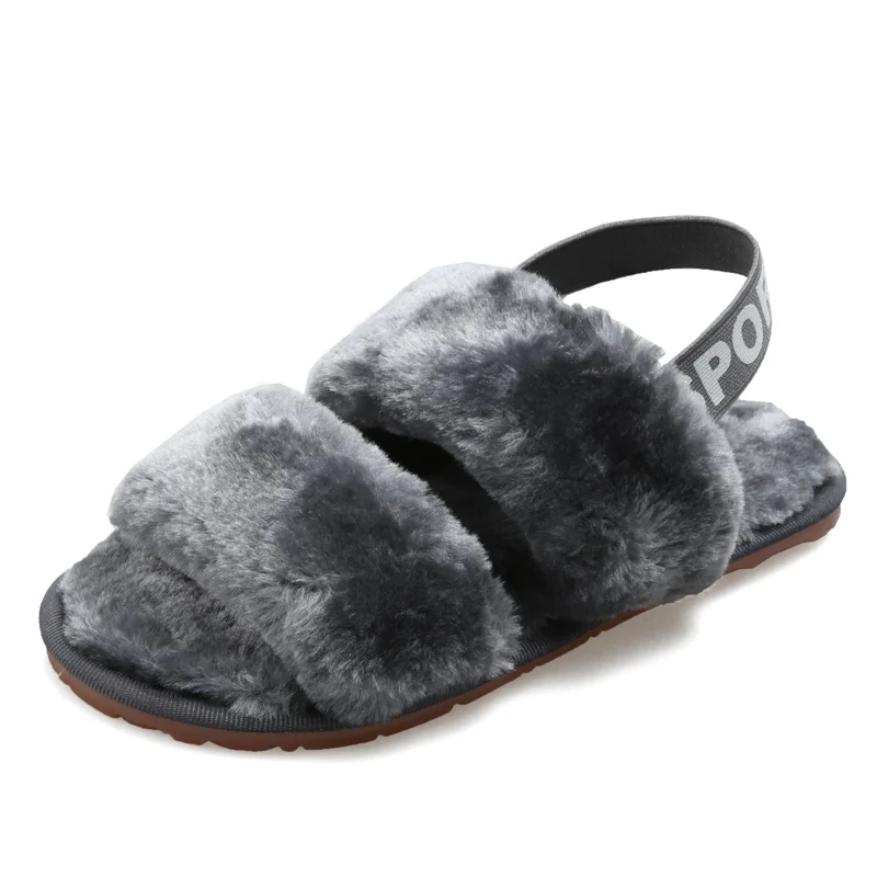 

Women's Cross Band Furry Slippers soft Warm Fluffy Furry Fur Shoes Platform Faux Fur Slippers For Women, As picture