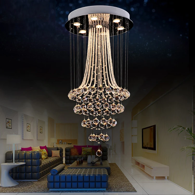 Island shop chandelier luxury Nigeria Stainless steel and crystal ceiling lamp