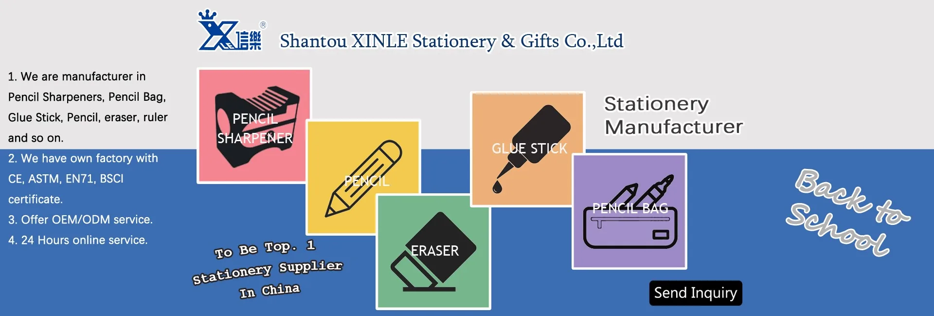 Shantou Xinle Stationery & Gift Co., Ltd. Pencil Sharpener, Glue Stick