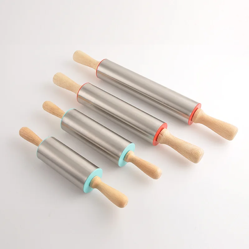 

Wholesale Stick Custom Pattern Stainless Steel Baking Rolling Pin Wooden Handle Dough Rolling Pin, Colorful