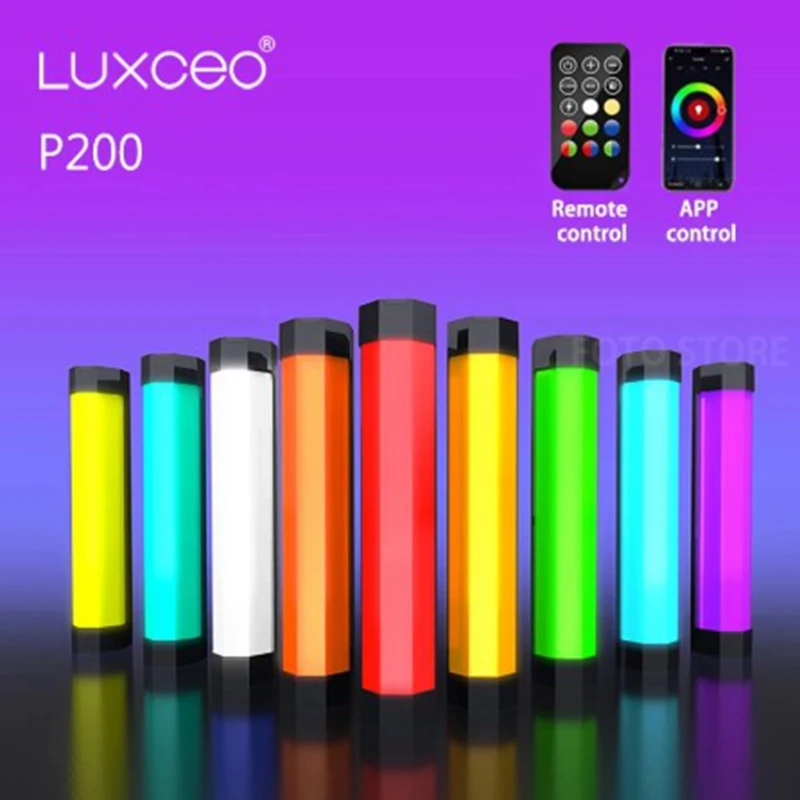 

Photography Luxceo P200 RGB LED Light Waterproof Portable Handheld Stick Soft Light With Remote APP Control