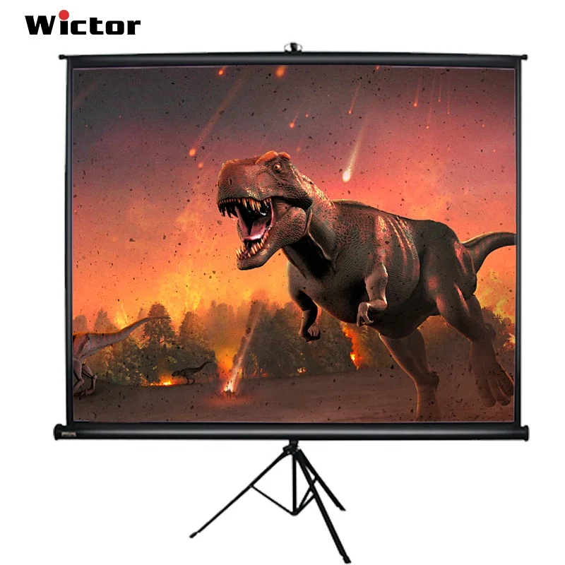 

WICTOR 84 inch 1:1 Portable rack projection screen Matt White HD Foldable Stand Tripod frame Projector Screen For Home School