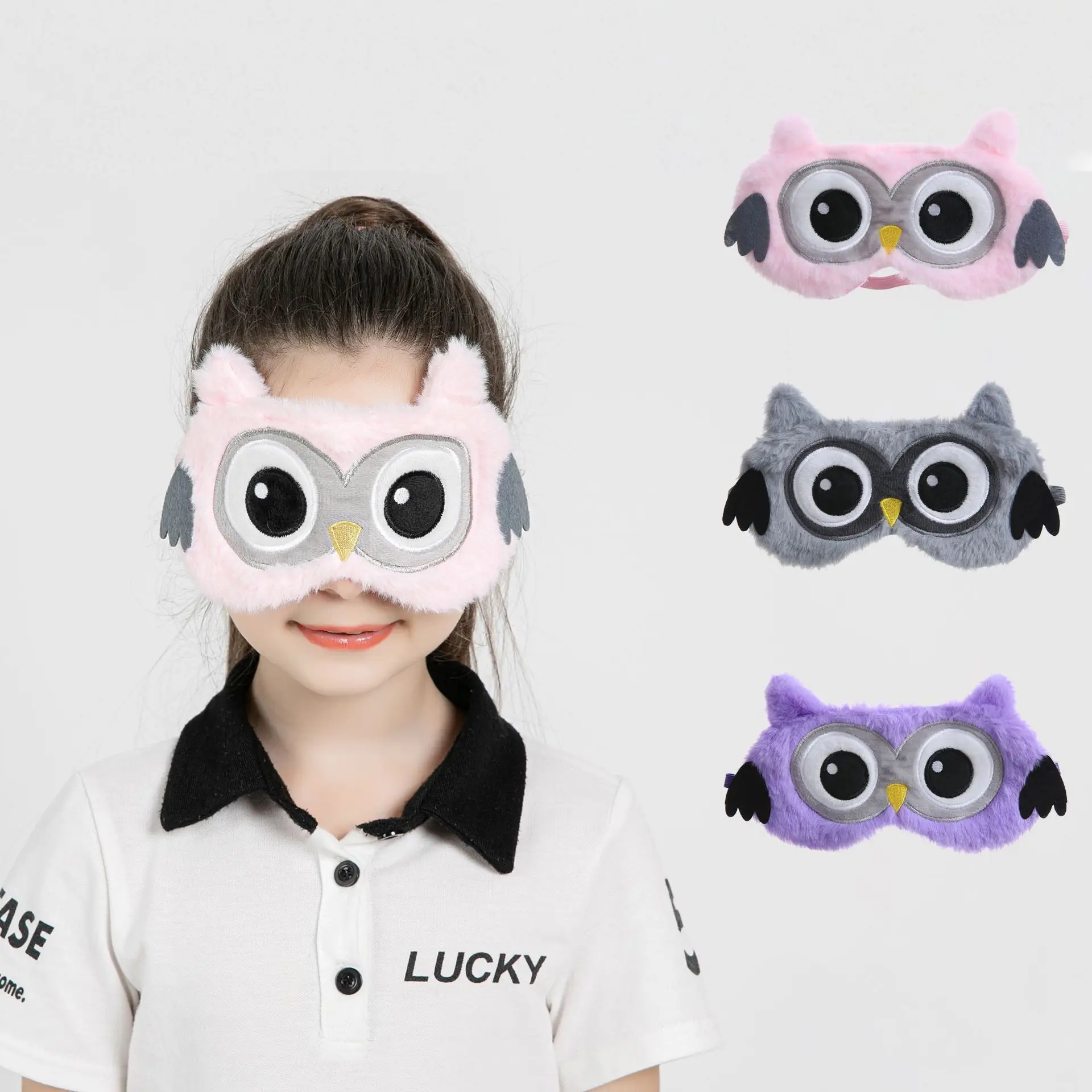 

Winter Hot Sales Cute Cartoon Owl Shape Warm Soft Plush Fur Sleep Eye Masks For Women Girls Home Sleeping Traveling, As pictures