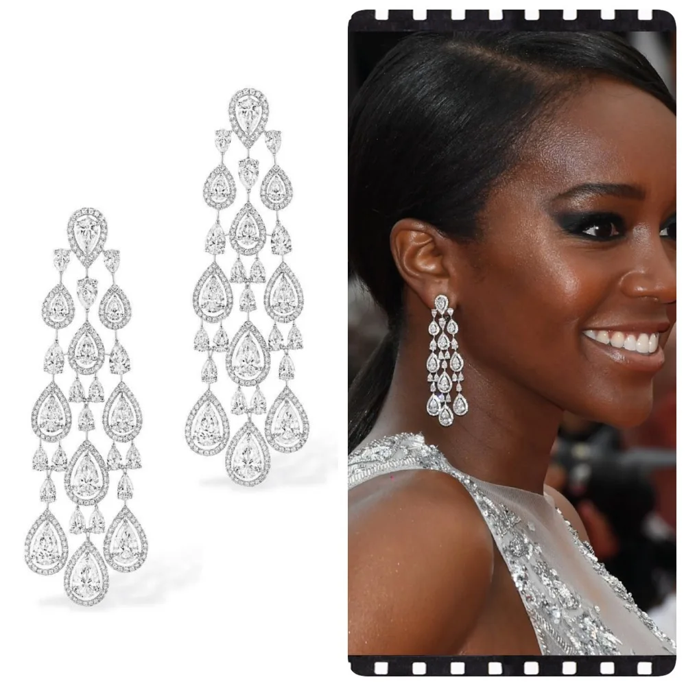 

Tassel Earrings Luxury Earrings Women Bridal Wedding Zircon Stone Earring