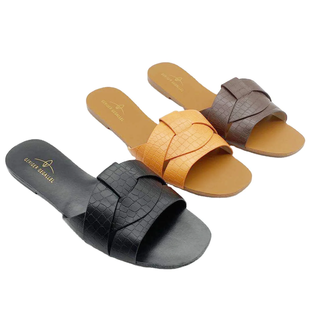 

Braided Leather Band Minimalism Flat Slippers for Women Plus Size 41 42 OEM ODM Customized Girls Flats Shoes