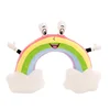 Bestdan 2019 100% Polyester Plush Fabrics Memory U Shape cartoon travel rainbow neck pillow for adults