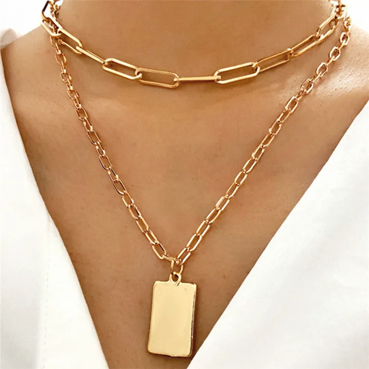 

European And American Cross-Border Foreign Trade Jewelry Fashion Exaggerated Multilayer Necklaces Heart Necklace, Silver, gold