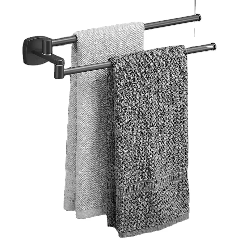 Toilet towel rack 304 stainless steel rotatable movable double pole towel storage rack