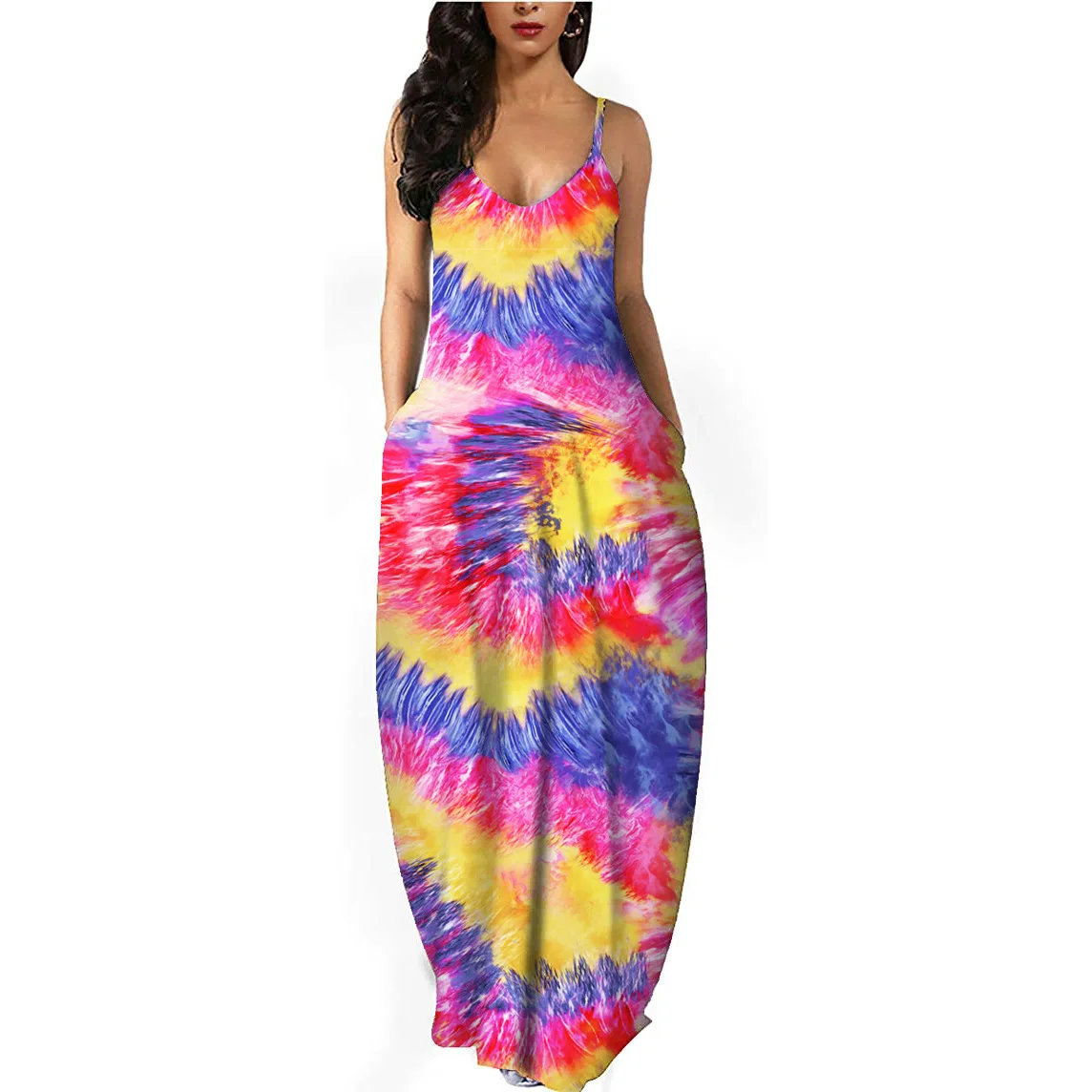 

2021 Shirt Dresses Women Casual Summer Plus Size Bodycon Dress Plus Size Summer Sun Dress Beachwear Aesthetic Clothes, Tie dye dress