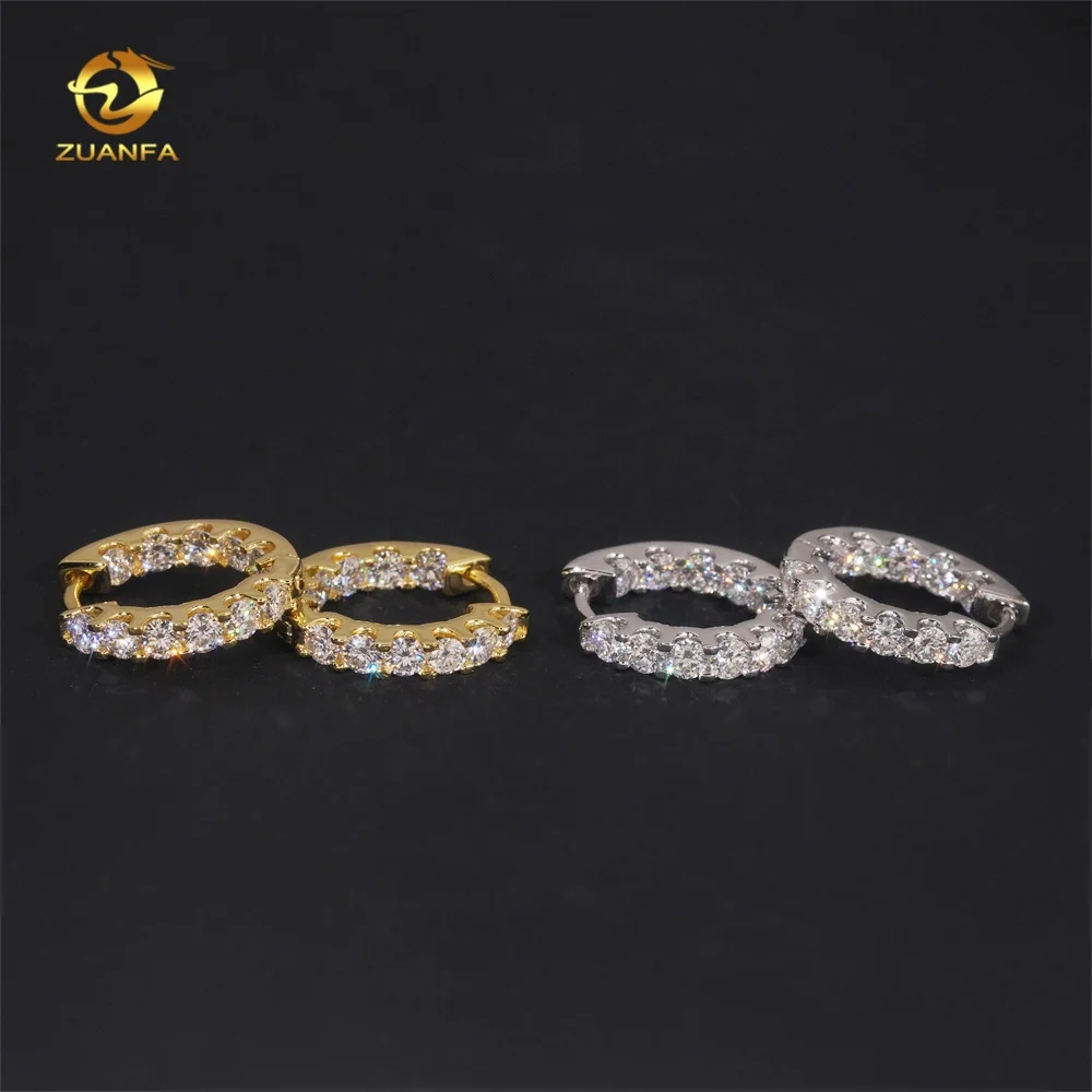 Hot Sale 925 Sterling Silver 3mm Moissanite Diamond GRA Certificate Gold Plated Hoop Earrings