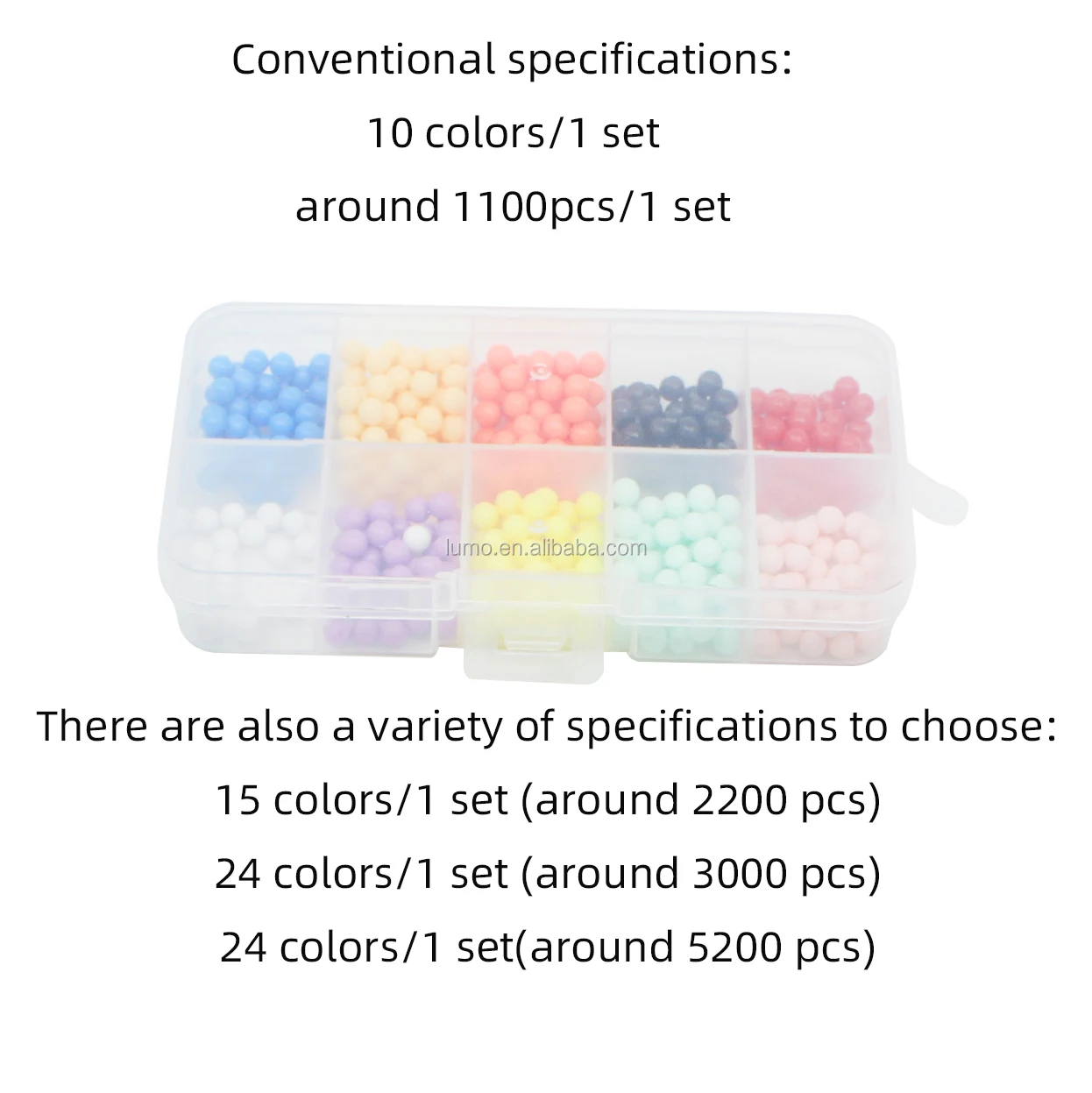 500/1100/2200/3000Pcs Different Color Non-toxic Material DIY Water