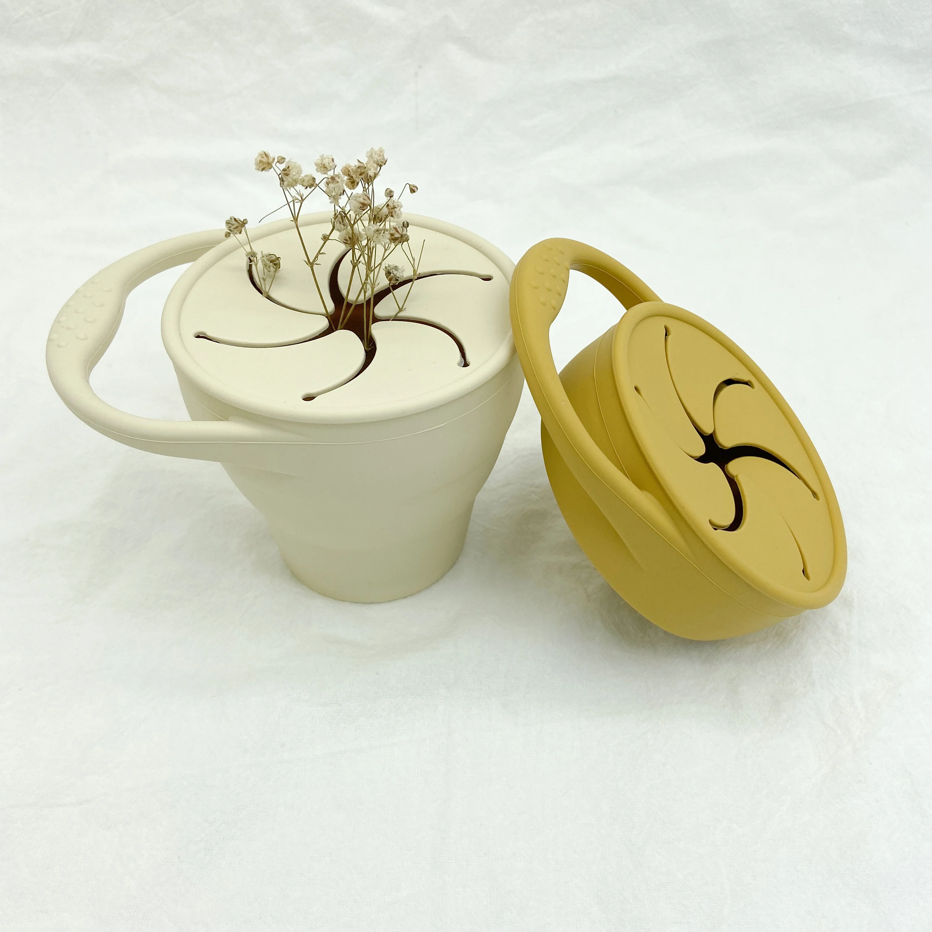 

New color silicone snack cup baby bowl collapsible snack cup pro, Optional