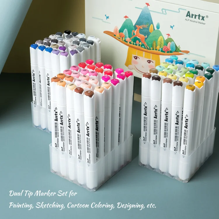 Arrtx Alcohol Markers ALP 80 Colors,Dual Tips Permanent Drawing Markers Art  Markers with Gift Box for Artists Adult Coloring Illustration, Design,  Anime, Comic