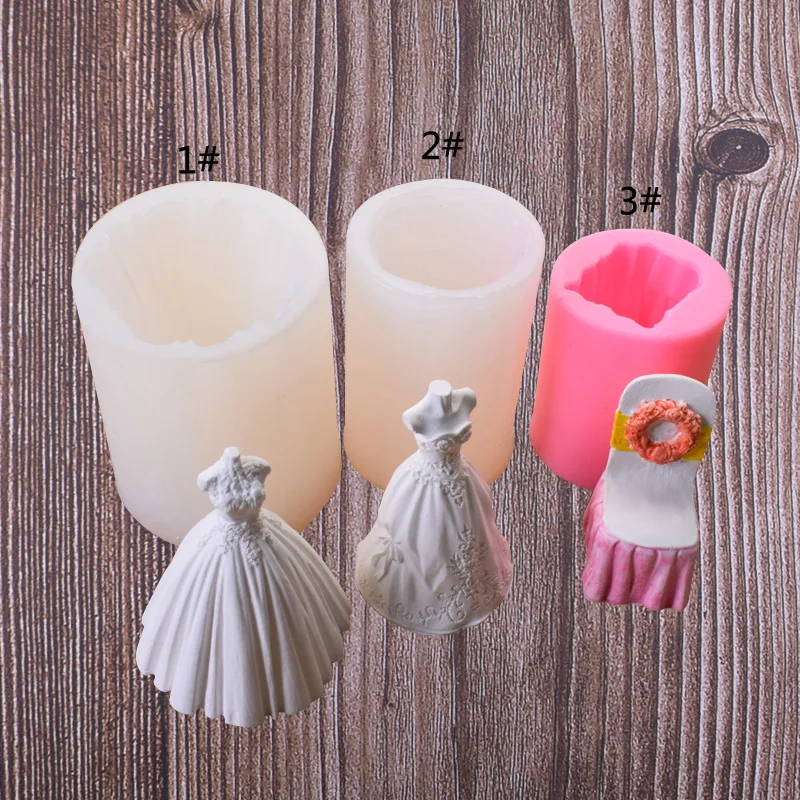 

3 kinds wedding chair bridal wedding clothes handmade soap silicone mold candle diy aromatherapy car plaster cake tool, As picture