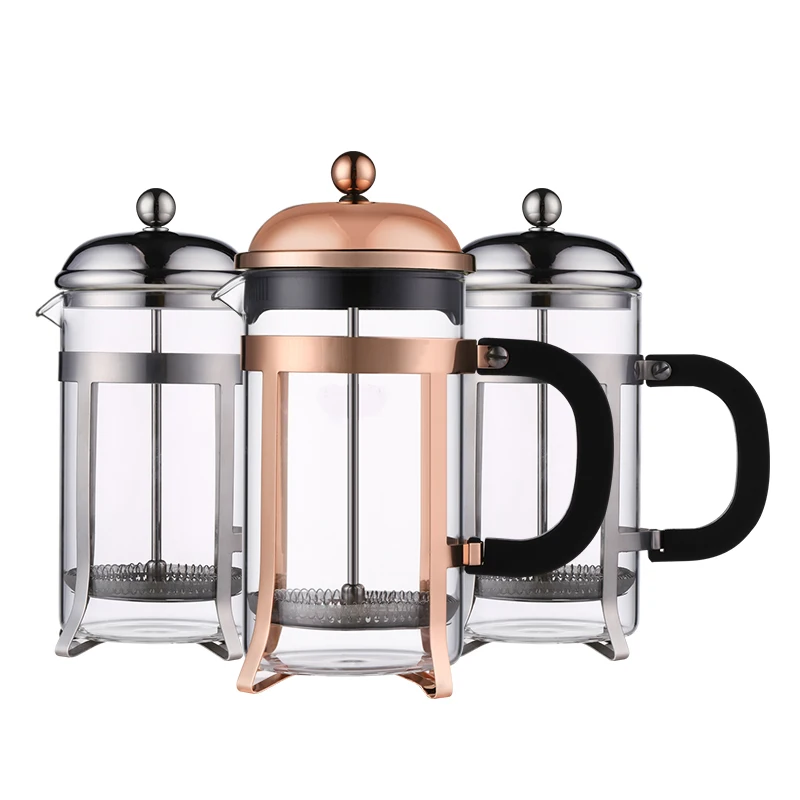 

800ML Rose Gold color luxury Style Custom Coffee Press Portable Stainless Steel French Press Coffee French Press