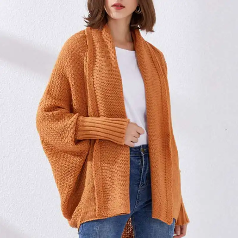 

2021 Autumn Knitted Cardigans Coat Women Long Sleeve Batwing Sweater Beautiful Womans Crochet Cardigan, Picture