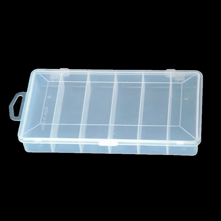 

WEIHE OEM 6 compartments transparent white PP plastic fishing tackle box for fishing lure