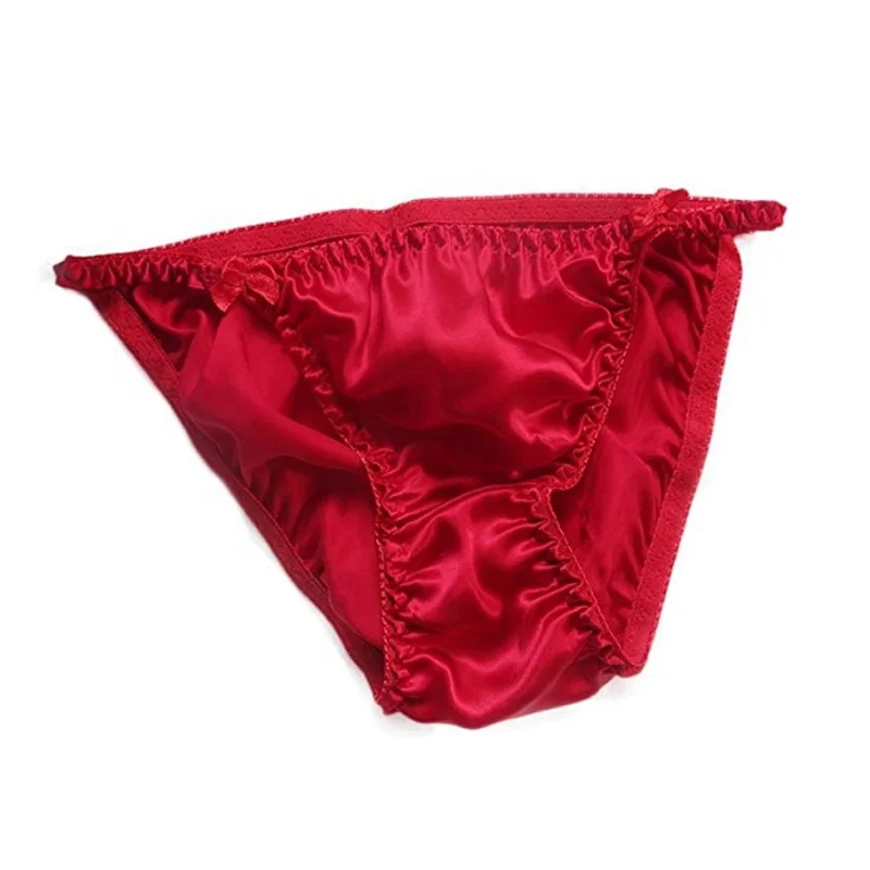 

New Women's Underwear Satin Panties Sexy Bikini Briefs, White,black,red,pink,gray