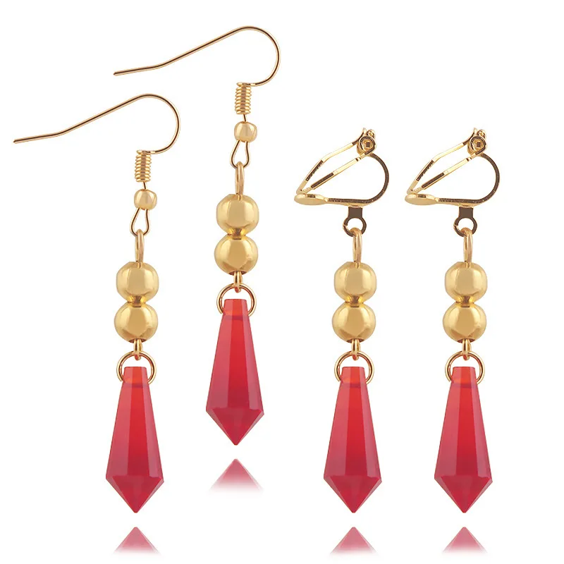 

Games Cosplay Genshin Impact Red Crystal Anime Earrings