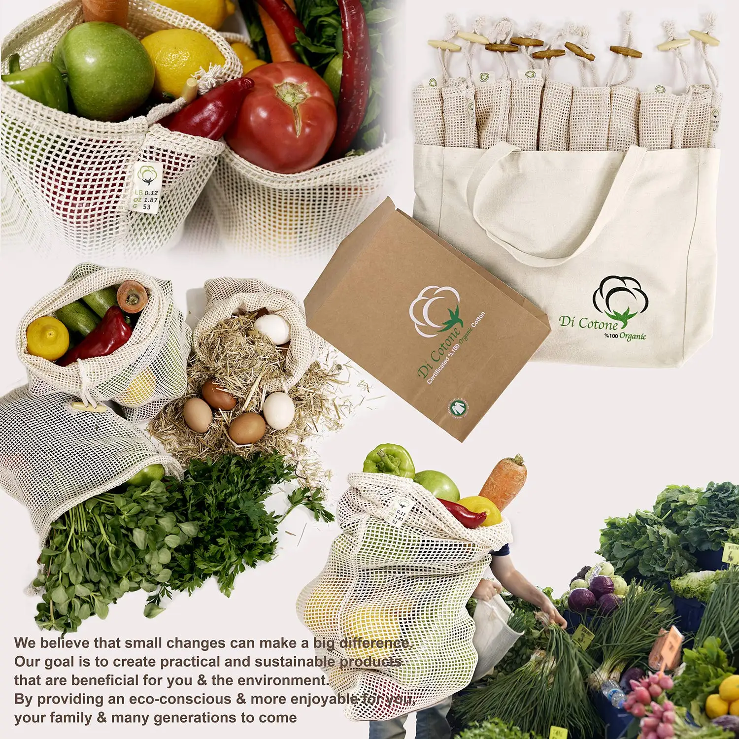 reusable cotton produce bags