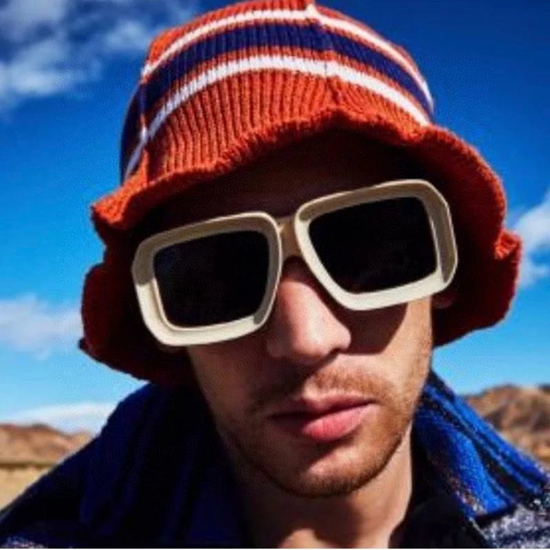 

2022 Hip Hop Oversized Shades Wide Leg Sunglasses New Fashion Custom Printed Candy Color Square Sunglasses Men Women