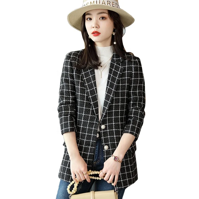 

Autumn and winter small fragrant style tweed suit Slim fashion temperament commuter thin small suit jacket female