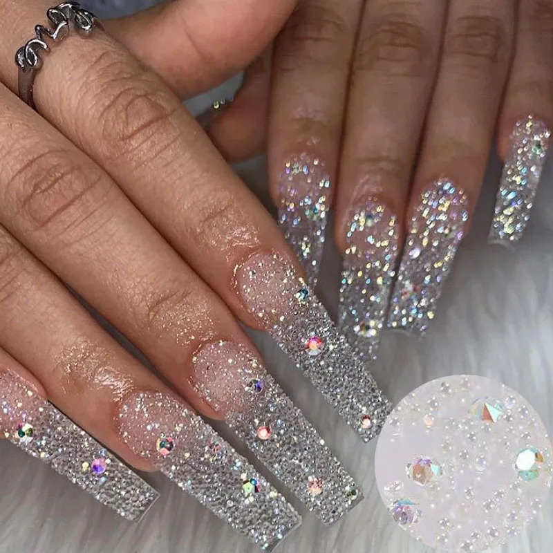 

2021 Hot Sale Nail Art Jewelry Gold Silver Rose Gold Metal Steel Balls Boxes Nail Decoration Accessories Round Balls, Gold and silver