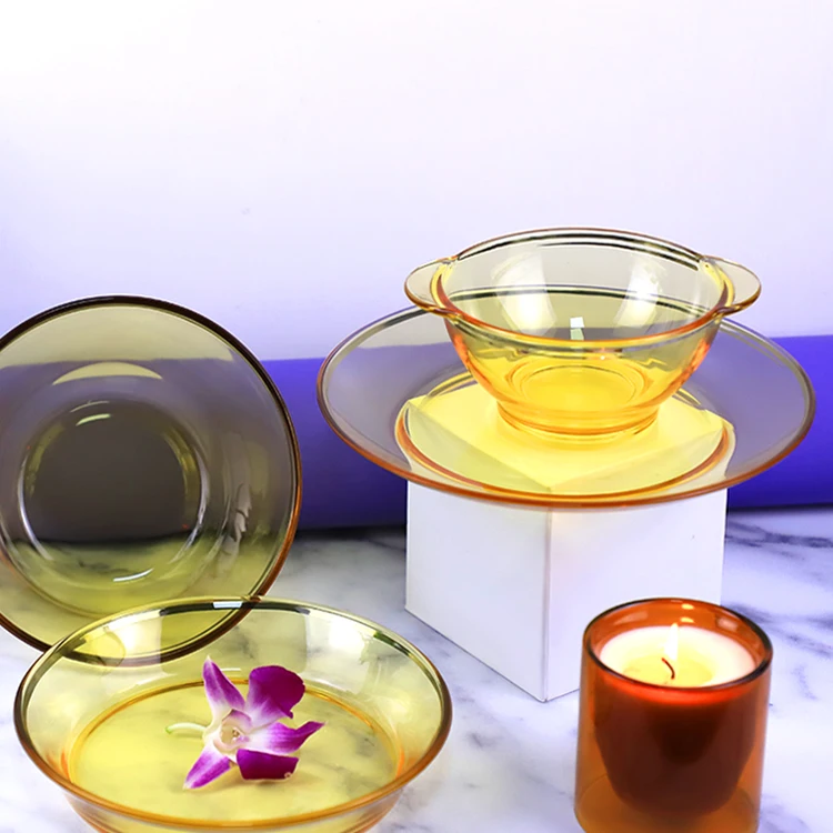 

The best-selling borosilicate glass plate with decorative glass plates for weddings, Yellow