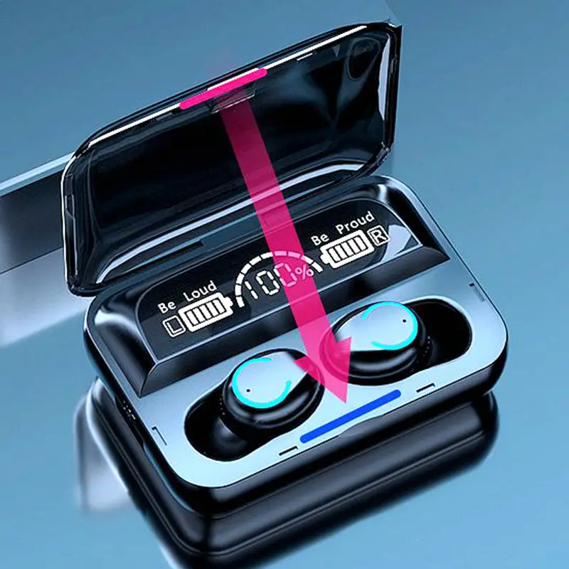 

New F9-47 Tws Wireless Earphones BT V5.1 Mini Stereo Led Display Earphone Headphone Handsfree Headphones with Charging Box