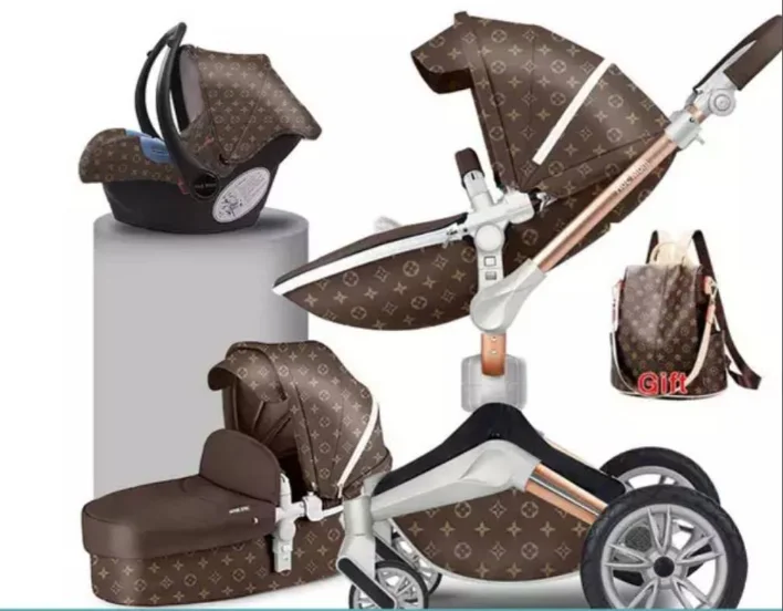 

Hot Mom Baby Stroller 3 in 1 High landscape Pushchair travel system with bassinet and car seat 360 Rotation Luxury Pram F023, White,grey,coffee,star