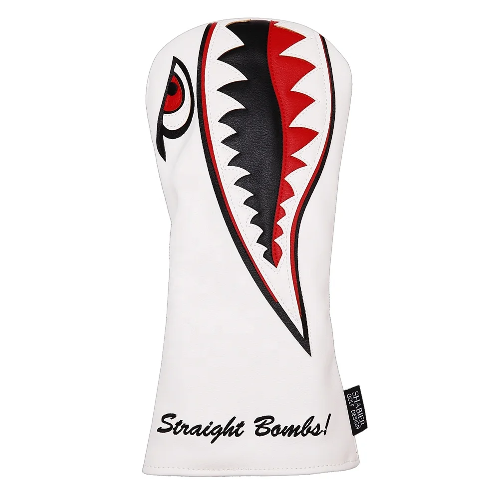 

Drop-Shipping 4pcs / Set White PU Leather Shark Golf Club Headcovers 1x Driver 2x Fairway Wood 1x Hybrid Cover Set