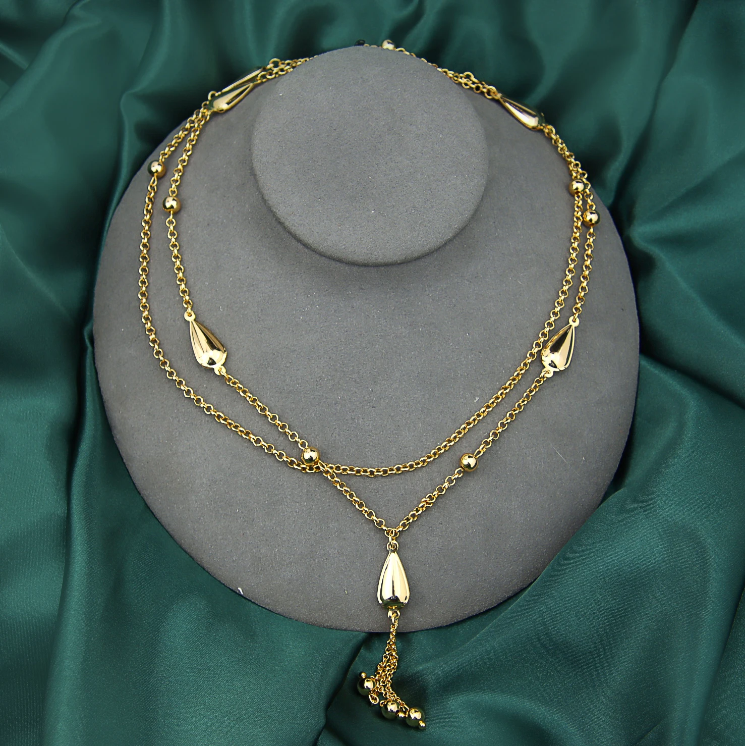 

2022 Hot Sale Layered Necklace Gold Plated 24k Bead Tassel Necklace for Women