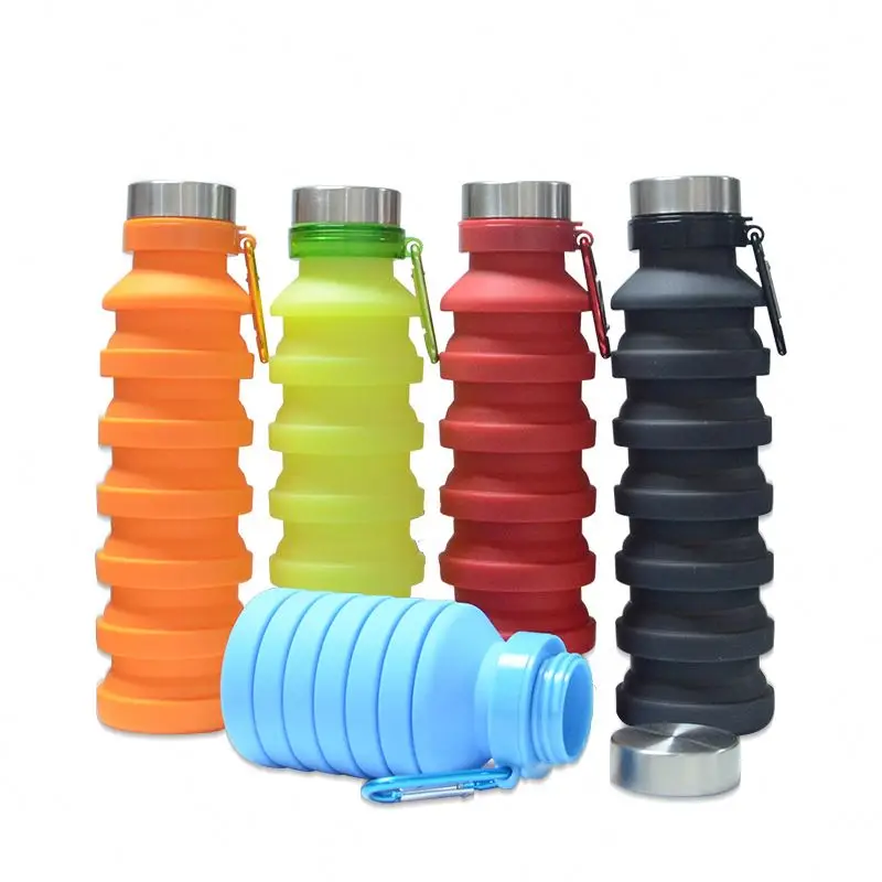 

Free Sample Bpa Free Sports Silicone Collapsible Foldable Water Bottles, Green, red, blue, black, black