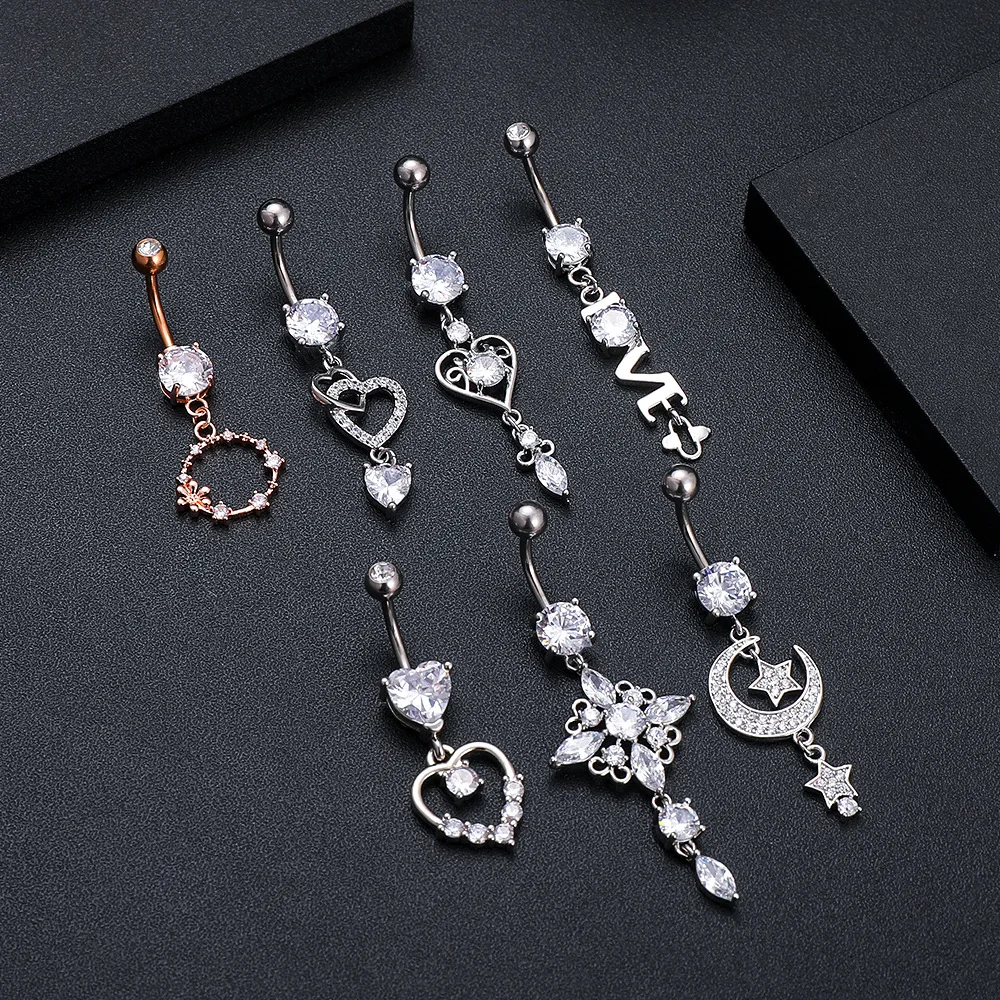 

Wholesale Body Piercing Jewelry Crystal Navel Ring Classic Stainless Steel Belly Button Ring