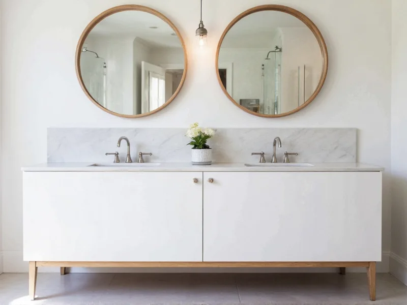 Completed DIY bath vanity with floating design