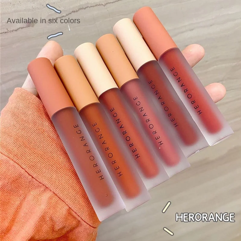 

White Matte Velvet Matte Lipstick Transparent Shell Moisturizing Lip Glaze Twilight Frosted Lip Gloss, 6 colors