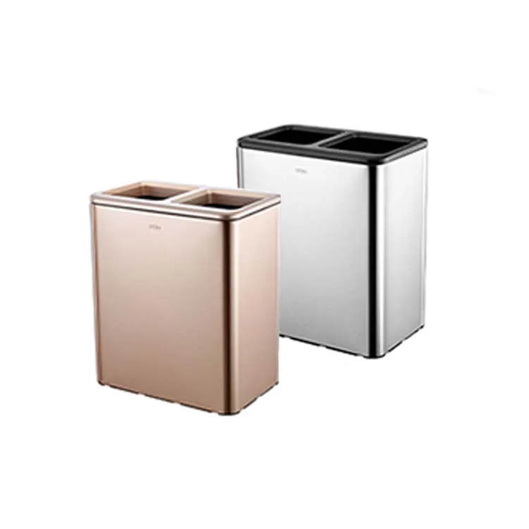 

18l 24l Gold Kitchen Indoor Metal Dual 2 Compartment Garbage Waste Bin Manufacturer Dustbin Stainless Steel Dustbin Trash Can