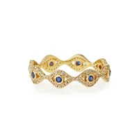 

LOZRUNV 925 Silver CZ Stone Eeternity Evil Eye Ring Brand Gold Plated