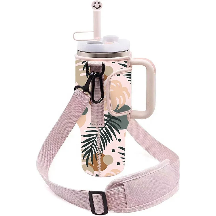 

Custom 40 OZ Neoprene Tumbler Sleeve Holder Water Bottle Carrier Cup Accessories Bag with Adjustable Shoulder Strap