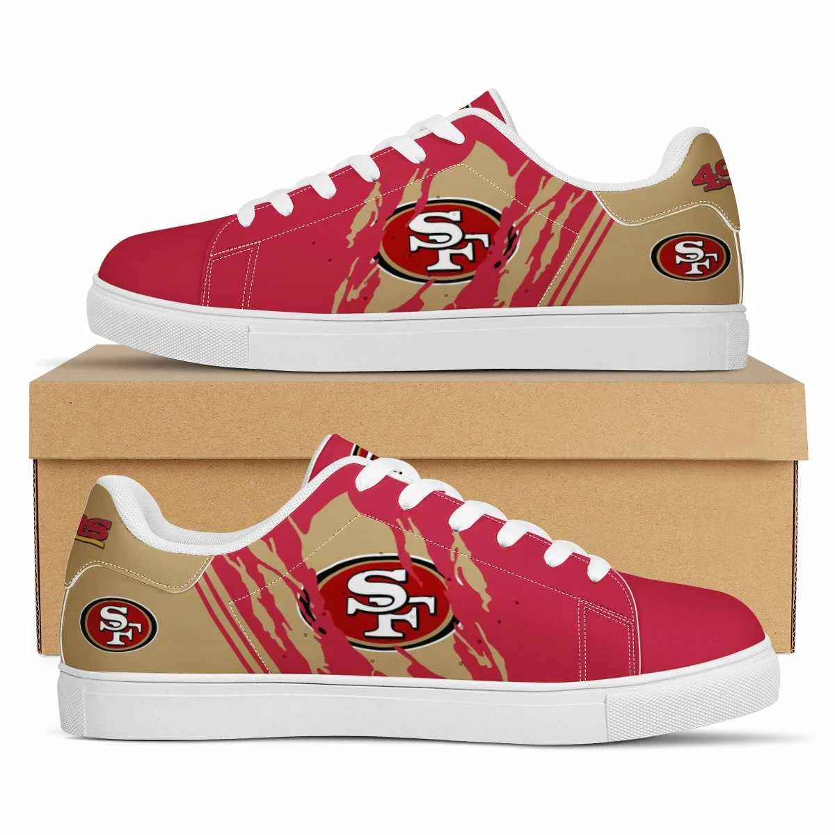 

Wholesale 49ers Custom Print Logo Design Sport shoes Fashion Sport Sneaker Unisex Breathable Football Team Casual Shoes