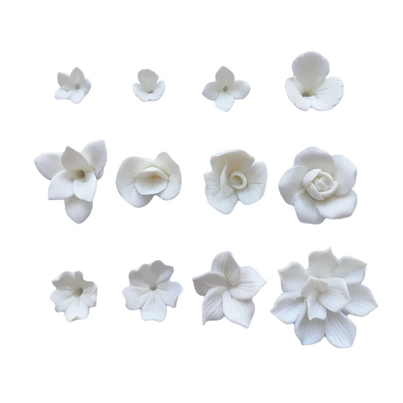 

White Color Porcelain Clay Ceramic Flower DIY Hair Accessories Wedding Decoration Materials Flower For Handmade Bride Jewelry