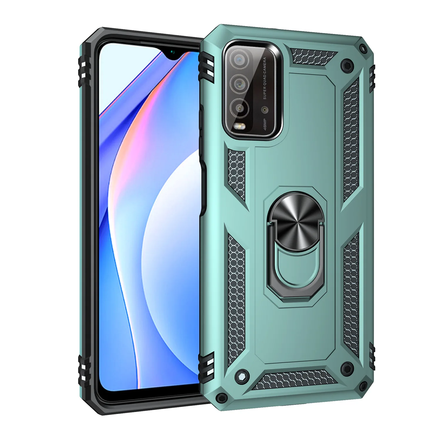 

Armor phone case shockproof bracket mobile phone case for Redmi Note 9, Black/silver/gold/pink/blue/red/dark green