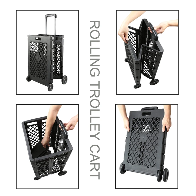 Vertak Plastic Mesh Rolling Folding Cart Trolley Shopping Cart Buy