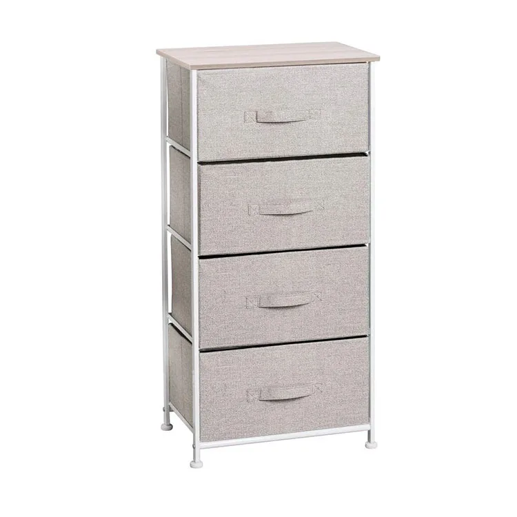 

Top Selling Standing Fabric Storage Drawers Dresser Metal Frame Storage Cabinets, White