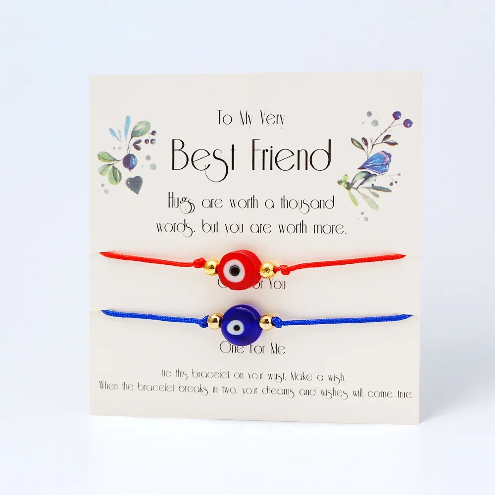 

Top Selling Jewelry 2pcs Set Blue Red Evil Eyes Bracelet Red Rope Turkish Eyes String Bracelet Set