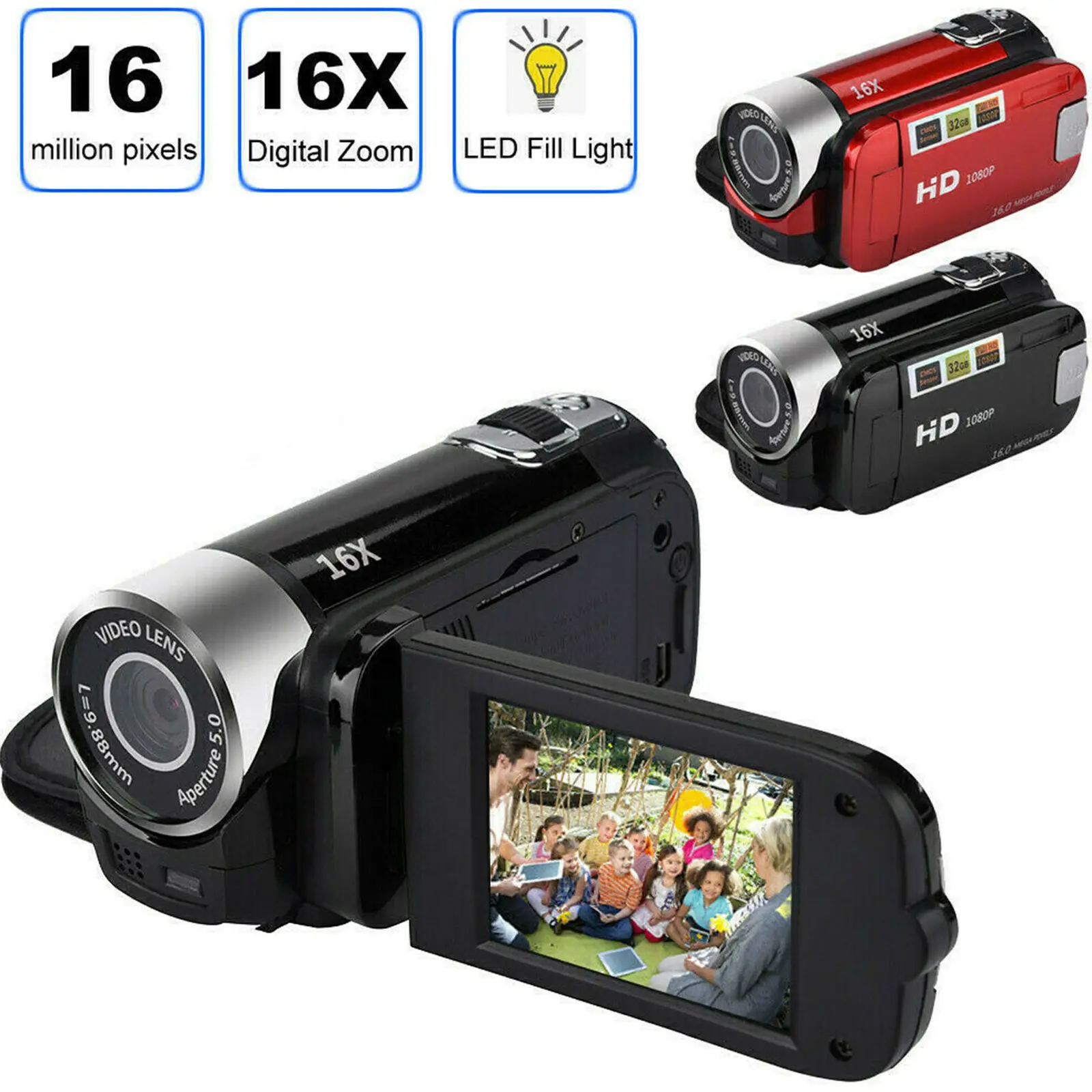 

2.7 Inch 1080P HD Camcorder Digital Video Camera TFT LCD 24MP 16x Zoom DV AV Night Vision