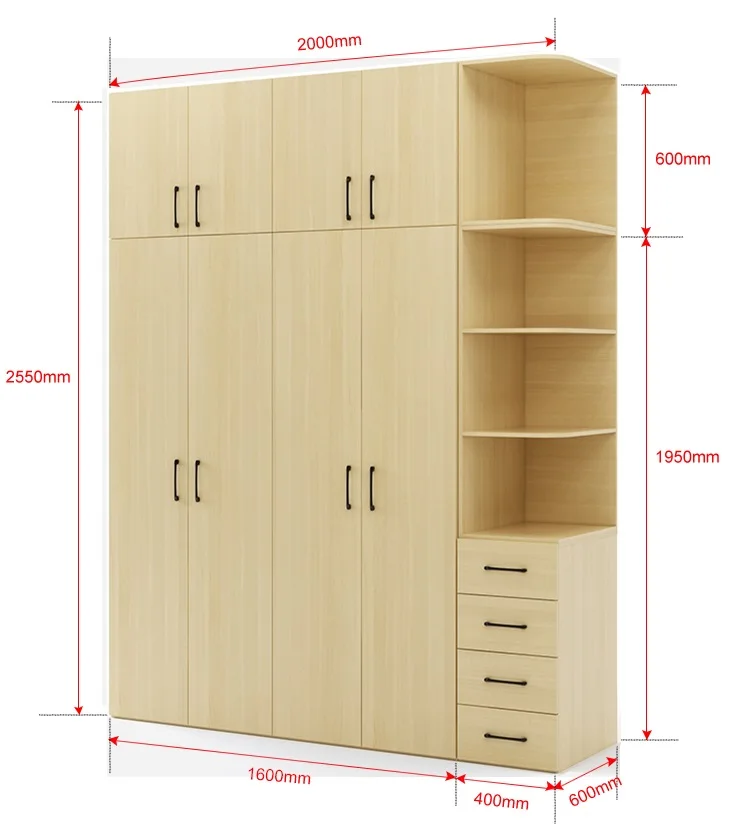 Custom size closet wood door wardrobe cabinet storage and organizers house bedroom set