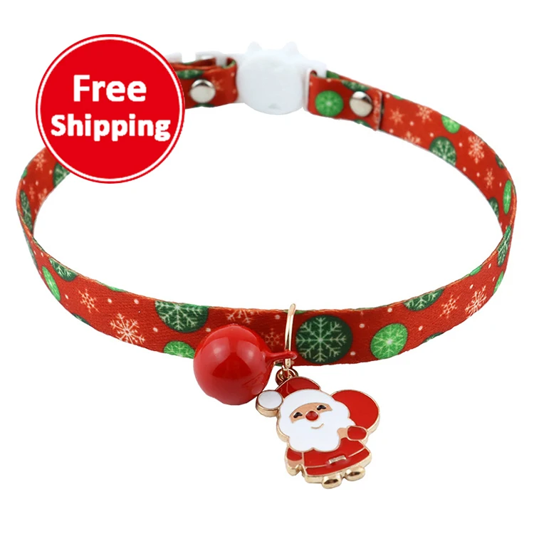 

2021 Hot Selling Lovely Pet Collars Festive Christmas Pet Dog Cat Collar Polyester Wholesale Pet Product Customized