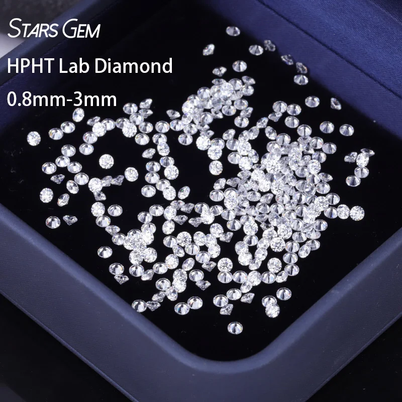 Starsgem Calibrated Small Size 0.8mm to 3mm Melee Diamond HPHT Loose Lab Diamonds DEF VS Lab Grown Diamonds
