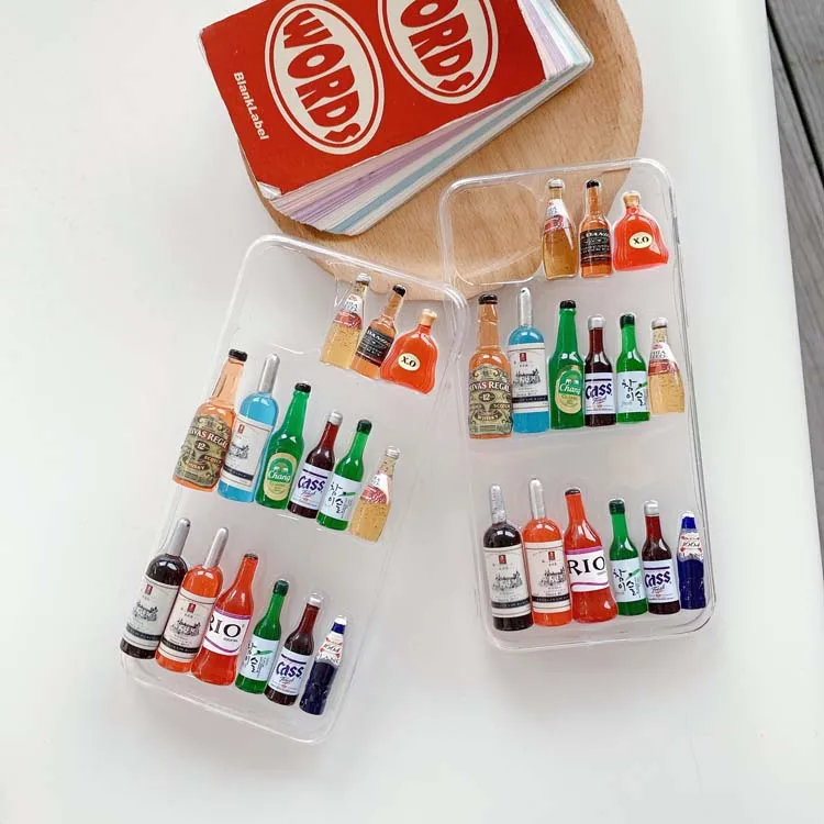 

3d Unique Wine Bottle Design Transparent Soft Tpu phone x xr 6 7 8 11 pro 12 pro max Cell for iPhone Cases Cover